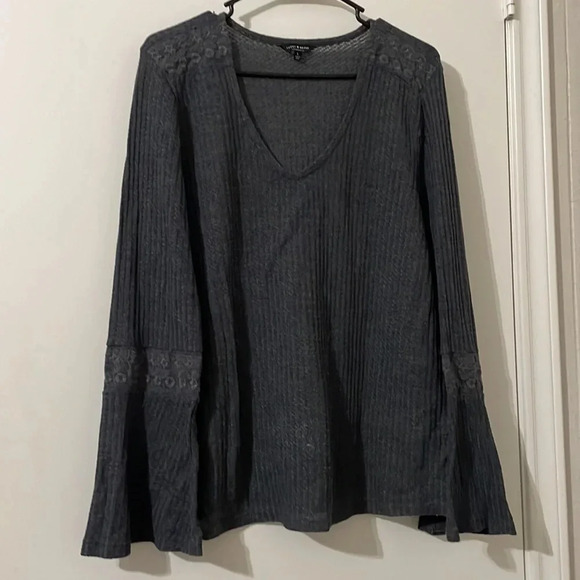 Lucky Brand Womens Flare Sleeve Casual Thermal Top Size L - Picture 2 of 6